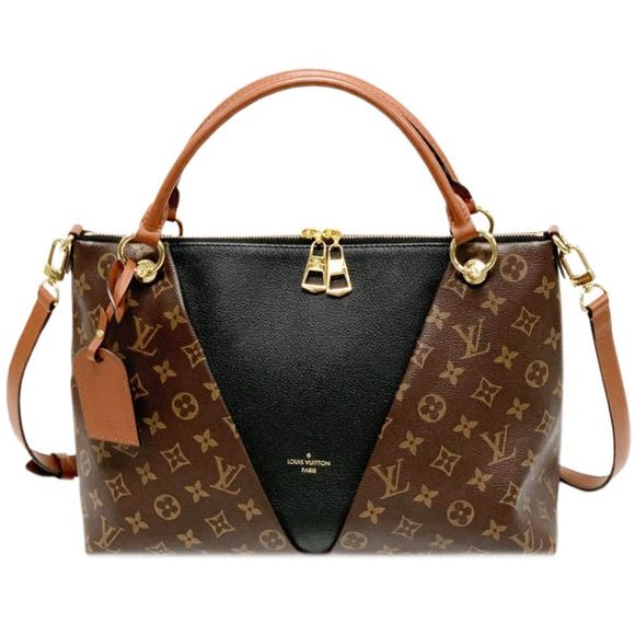 Louis Vuitton V Tote MM Monogram Shoulder Bag Black - Picture 1 of 9